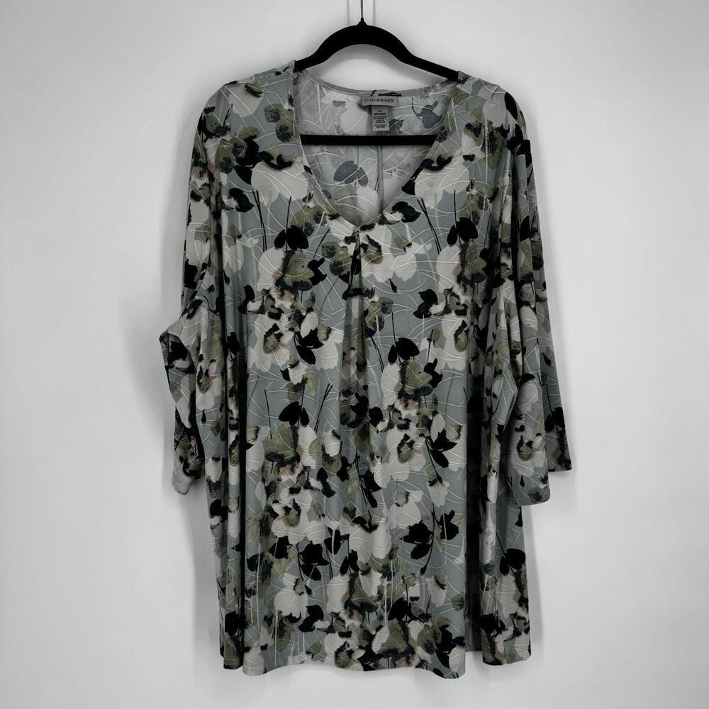 Catherines top shirt blouse 3x floral stretch feminine office business work